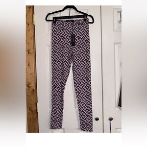 Versace Pink/black leggings Monogram Print Jersey Size Small